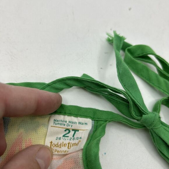 Vintage Toddletime Baby Swimsuit Bikini Size 2T Green Orange Floral - Picture 6 of 6